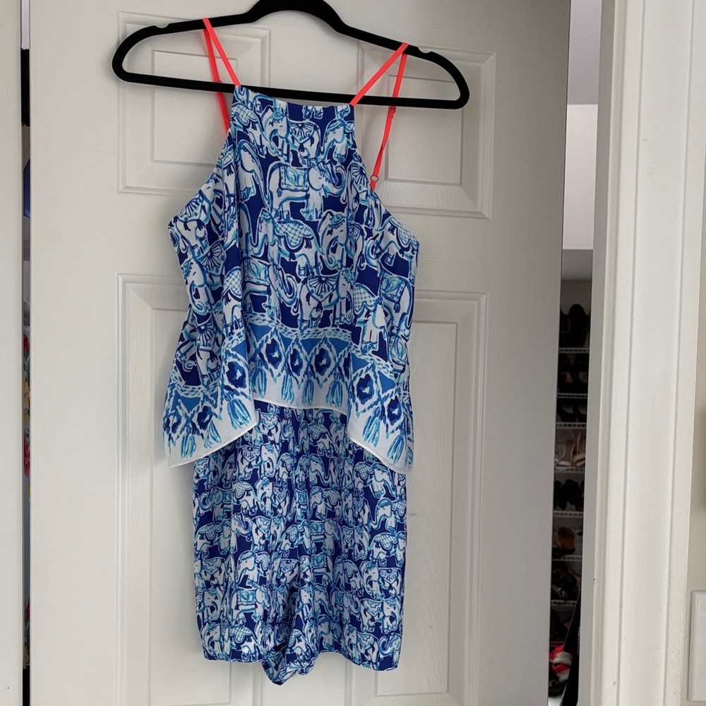 Lilly Pulitzer Blue and White Patterned Romper